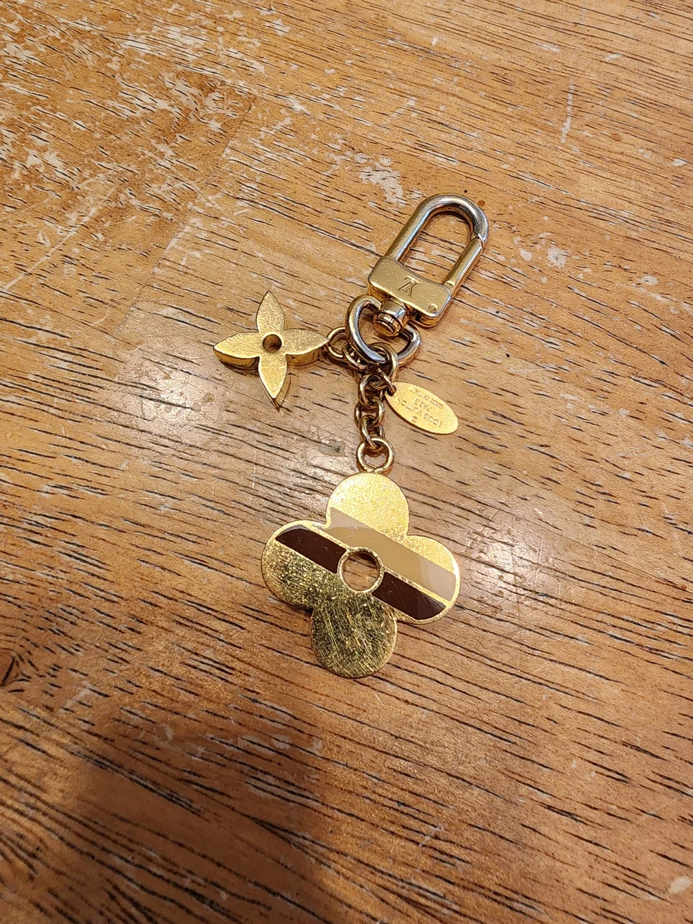 Louis Vuitton Gold Stripes Monogram Flowers Bag Charm.